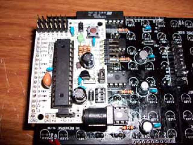 Picture of Arduino &ldquo;Bare Bones Board&rdquo; attached to one of the panels